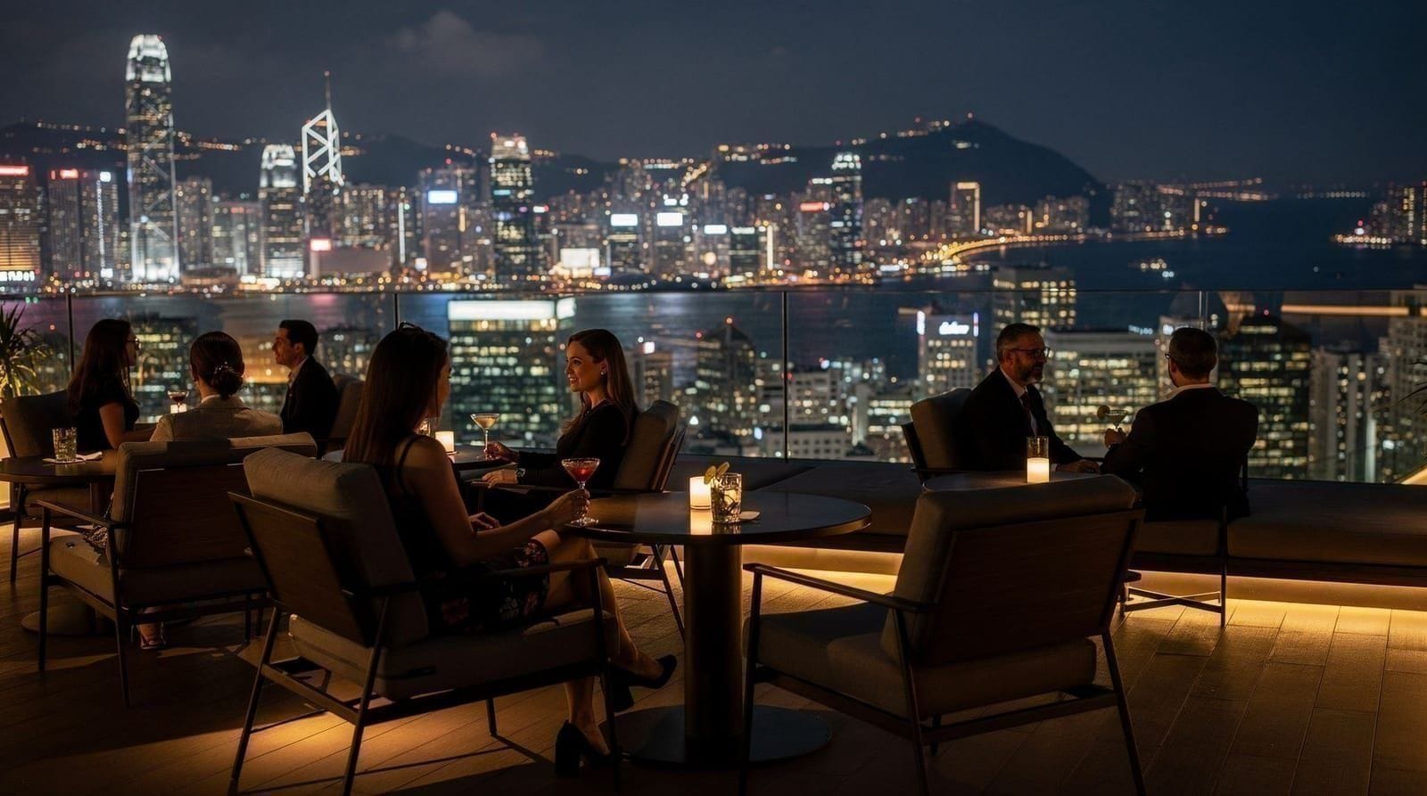 Bares no rooftop de Hong Kong — as melhores vistas com um copo na mão — Melhores bares no rooftop de Hong Kong — vistas para o porto em Tsim Sha Tsui, C